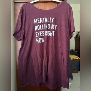 torrid Burgundy Graphic Tee with White Text
